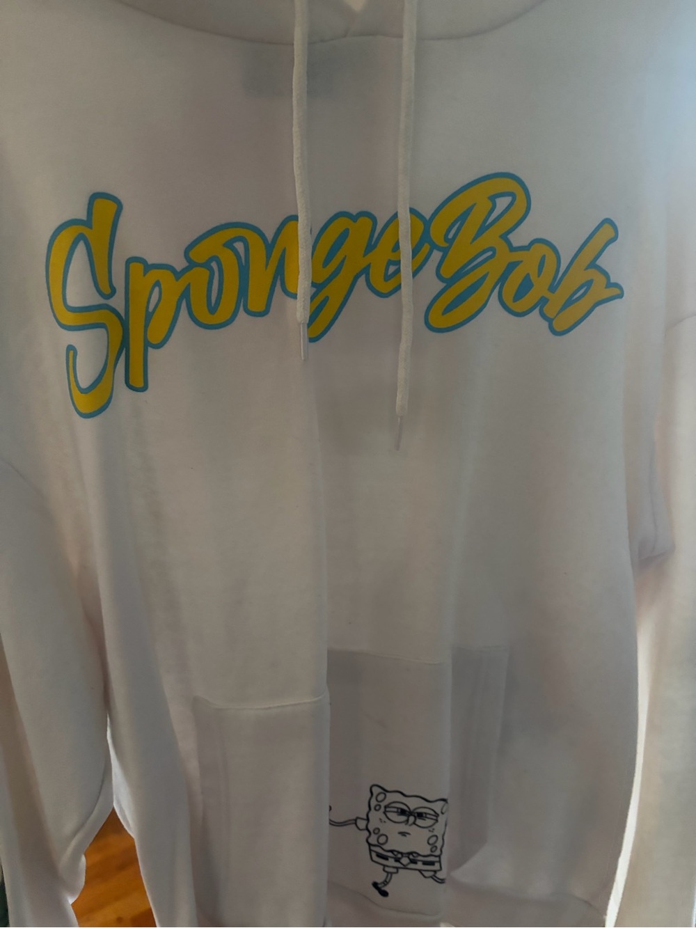 Nickelodeon White Hoodie with Yellow-Blue SpongeBob Script